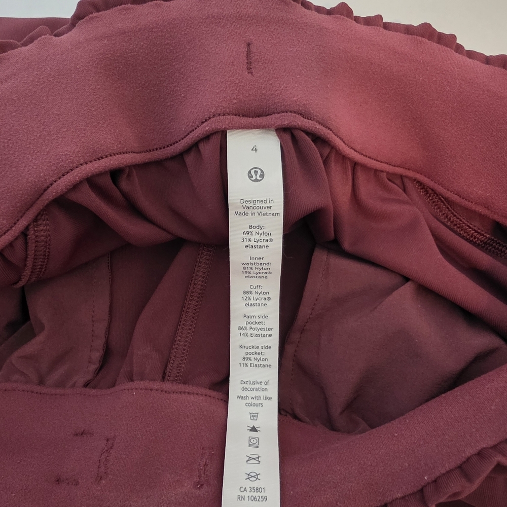Lululemon Stretch High-Rise Jogger Pants In Red Merlot Sz 4 - Picture 7 of 10